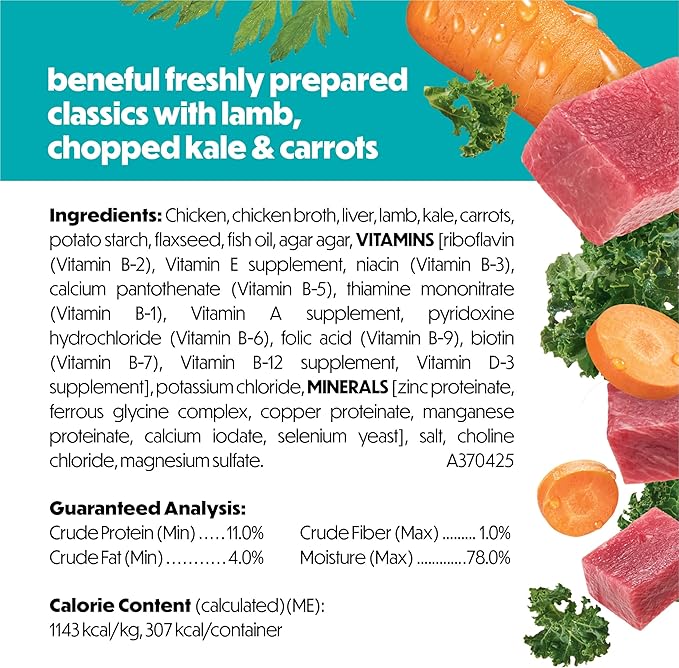 Purina Beneful Freshly Prepared Classics with Lamb, Chopped Kale and Carrots Pate Dog Food - 9.5 oz Carton (Pack of 6)
