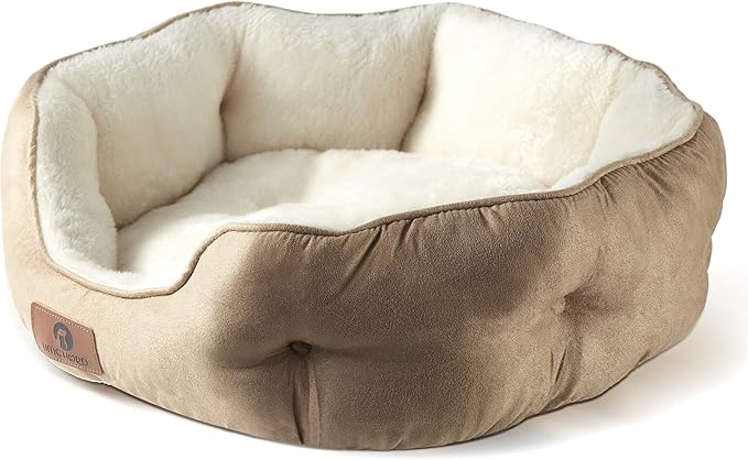 Asvin Medium Dog Bed for Medium Dogs, Large Cat Beds for Indoor Cats, Pet Bed for Puppy and Kitty, Extra Soft & Machine Washable with Anti-Slip & Water-Resistant Oxford Bottom, Light Brown, 25 inches