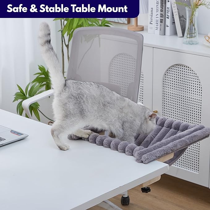 Cat Desk Hammock | Cat Desk Bed & Perch – Hanging Cats Hammock, Original Pest Bed for Large Cats, Secure No-Drill Attachment, Sturdy Holds Up to 40 lbs, Space-Saving Furniture