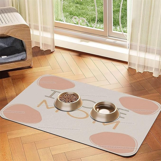 Pet Feeding Mat for Dogs Cats Happy Mother's Day Floral Gift for Mom Gy Absorbent Dog Food Mat Non-Slip Waterproof Placemat Quick Dry Pet Supplies Bowl Mats