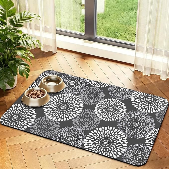 Dog Food Mat, Absorbent Waterproof Non-Slip Pet Cat Bowl Feeding Mat for Food & Water Pet Supplies 12 * 20"
