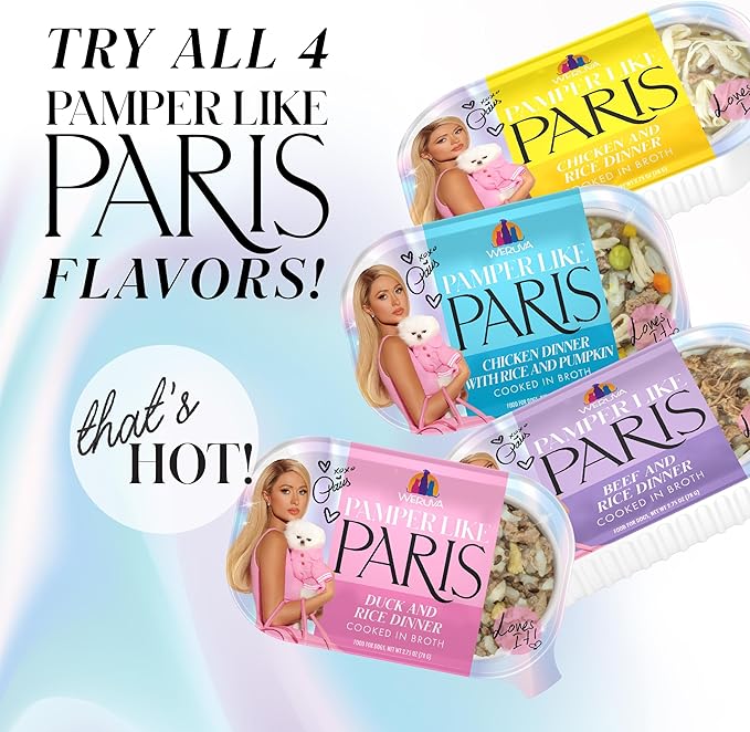 Weruva Paris Hilton Pamper Like Paris Natural Wet Dog Food, Beef and Rice, 2.75oz Cup (Pack of 10)
