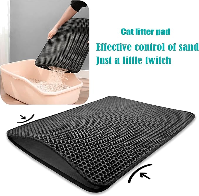 HTTMT- (23.6x18 inch) Pet Supplies Cats Litter & Housebreaking 60X45 Black Cat litter Mat Double Layer Pad Trapper Folding Pad EVA Foam Rubber