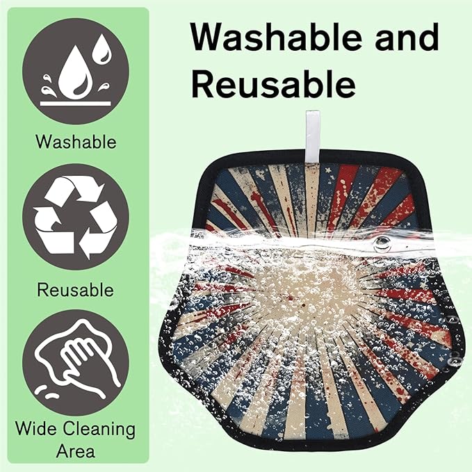 Reusable Pet Hair Removal Glove Abstract Stars Stripes Magic Brush for Cat & Dog Hair Remover for Car, Sofa, Bedding, Clothes - 9x9 Mitt Washable