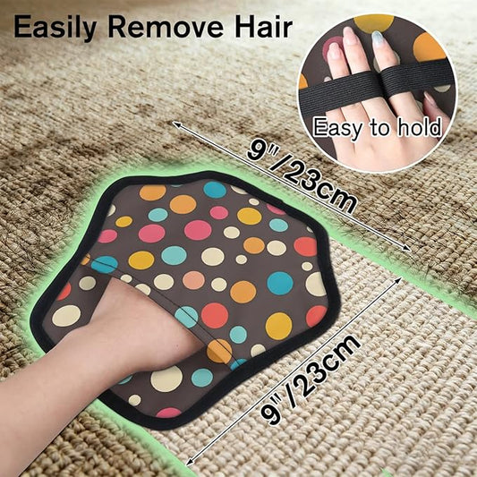 Reusable Pet Hair Removal Glove Round Dots Magic Brush for Cat & Dog Hair Remover for Car, Sofa, Bedding, Clothes - 9x9 Mitt Washable