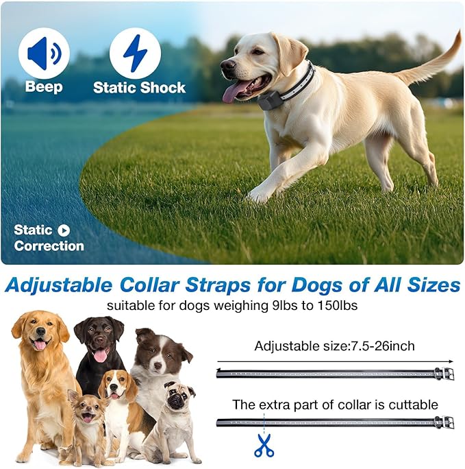 Electric Fence for Dog, 2025 Underground Dog Fence for 2 Dogs Containment System In Ground Electric Dog Fence with Waterproof Training Collar, Tone Shock Correction, Covers up to 3/4 Acre