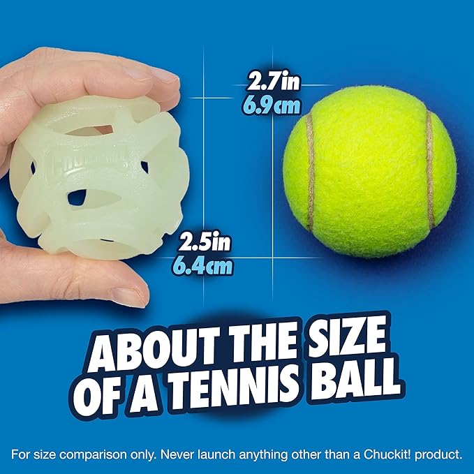 Chuckit! Air Glow Fetch Ball Dog Toy, Medium (2.5 Inch) Pack of 1, for Breeds 20-60 lbs