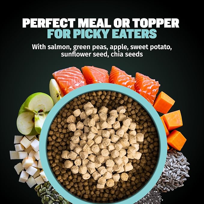 Bully Max Freeze-Dried Raw Dog Food Toppers for Puppies & Adult Dogs - Salmon with Real Fruits & Veggies - Meal Enhancers with Vitamins & Minerals - Feed as Puppy Treat or Dog Meal - 3 Pack