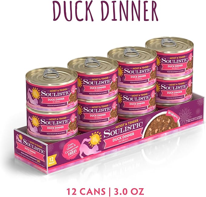 Soulistic Moist and Tender, Duck Dinner in Gravy, 3oz Can, Pack of 12