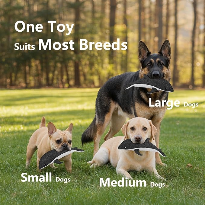 Indestructible Dog Toy for Aggressive Chewers, Durable UHMWPE Fabric Chew Toy with Squeaky, Plush Companion for Small Medium Large Dogs - Dolphin
