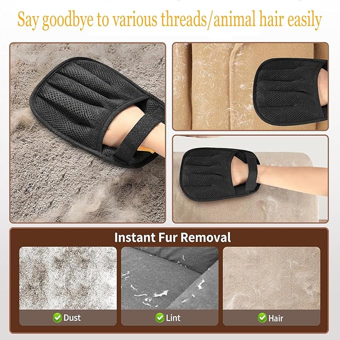 Pet Hair Removal Glove,Magic Brush Pet Hair,Five-Finger Electrostatic pet Hair Remover Glove,Laundry/Couch/Carpet/Car Seat for 2025 New Reusable Magic Brush Cat & Dog Remover Tool(2 Pcs)