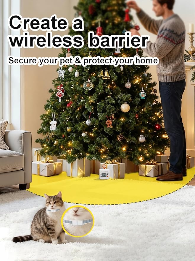 FLYSPEAR Extra Receiver Collar for Indoor Wireless Cat Barrier, Receiver Collar Only,White