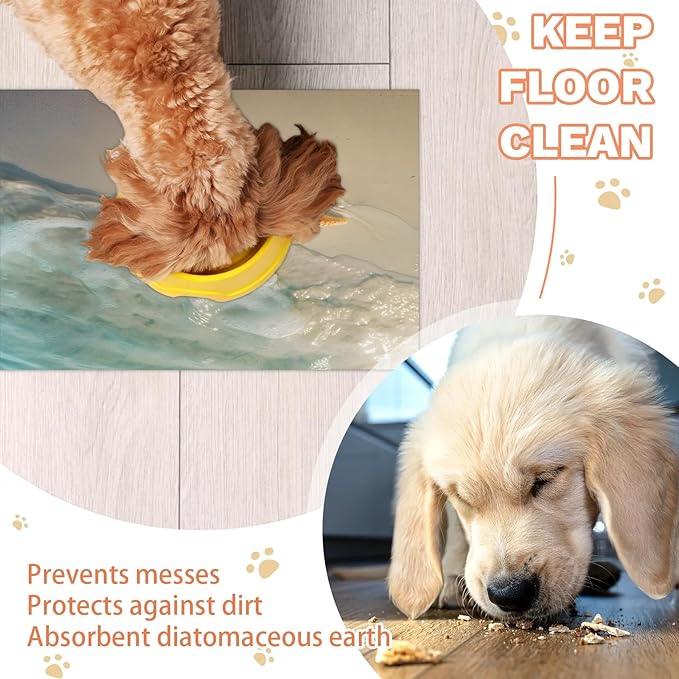 Starfish Dog Food Mat for Floors Absorbent, Quick Dry Water Dispenser Mat for Food, Water, Pet Supplies 12" x 20", Ocean Beach