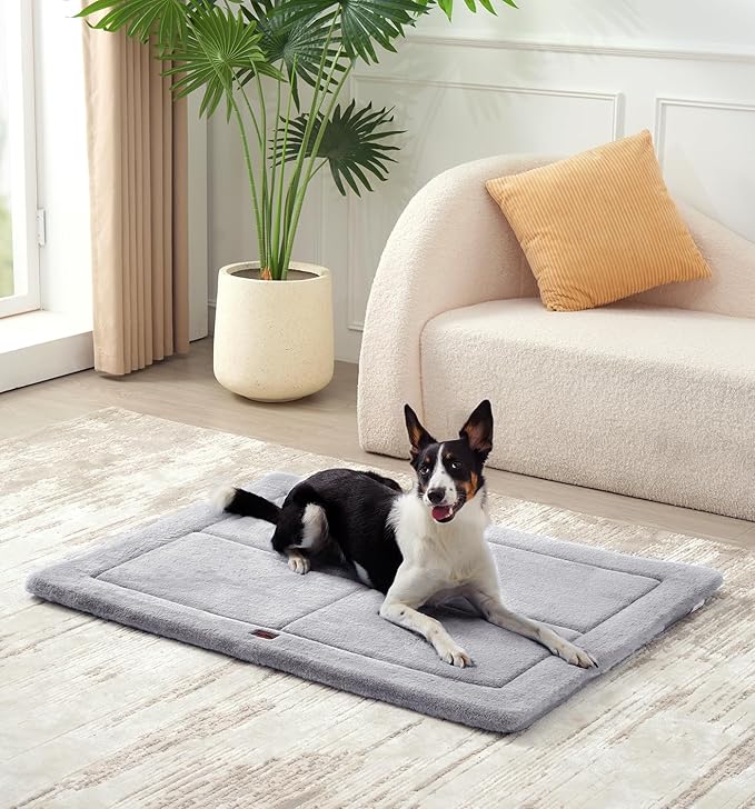 MADE 4 PETS Dog Crate Pad Bed for Large Dogs, Washable & Reversible, Anti-Slip Kennel Mat for Cozy Sleeping, Soft Fluffy Dog Bed for Indoor & Outdoor Use, 36"x27", Gray
