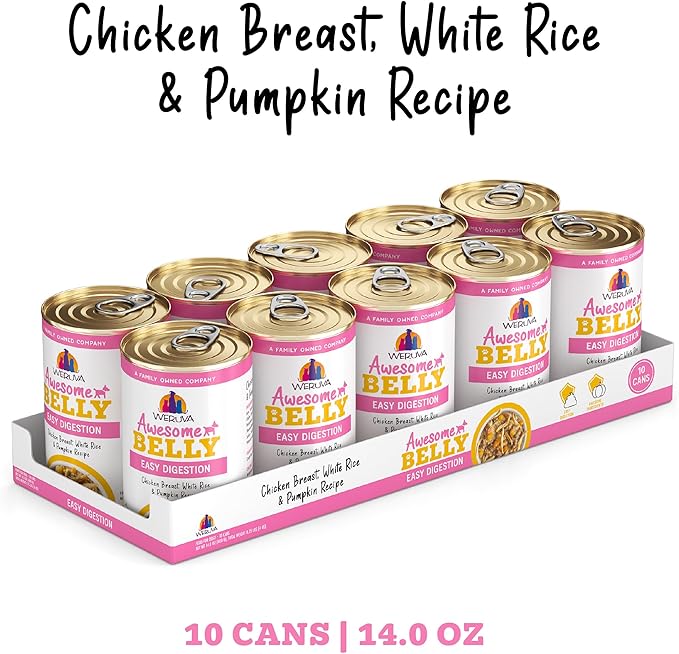 Weruva Awesome Belly, Chicken, White Rice, & Pumpkin, 14oz Can (Pack of 10)