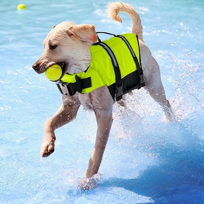 Dog Life Jacket - High Visibility Dog Life Vest, Puppy Rescue Vests, for Swimming & Boating Polyester Pet Supplies for Pool Lake Kayaking Large Small Breeds Puppy Doggy Pool Dock Beach