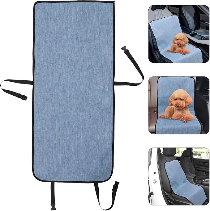 LIOOBO Waterproof Car Seat Cover for Dogs, Car Protector for Pets, Non-Slip Front and Back Seat Pad, Scratch-Resistant Automotive Pet Supply in Light Blue for Travel