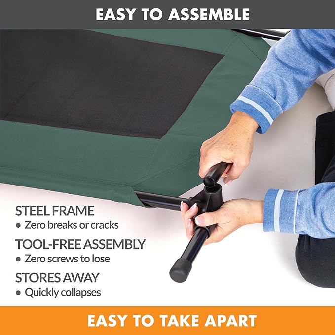 K&H Pet Products Original Pet Cot Elevated Dog Bed Green/Black Mesh Medium 32 X 25 X 7 Inches