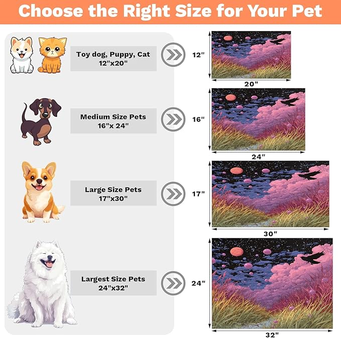 Pink Cloud Dog Food Mat for Floors Absorbent, Quick Dry Water Dispenser Mat for Food, Water, Pet Supplies 16" x 24", Grass
