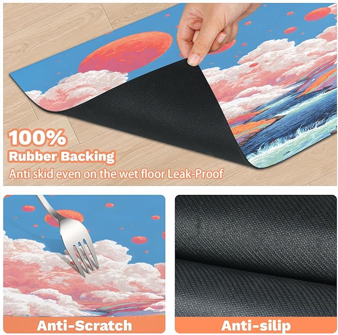 Cloud Dog Food Mat for Floors Absorbent, Quick Dry Water Dispenser Mat for Food, Water, Pet Supplies 12" x 20", Lake Tree