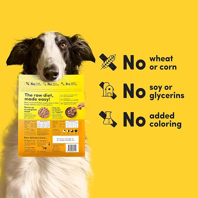 Raw100 Freeze-Dried Chicken Organs Dog Food, Meal or Mixer, High Protein, Complete and Balanced, No Corn or Wheat,13oz
