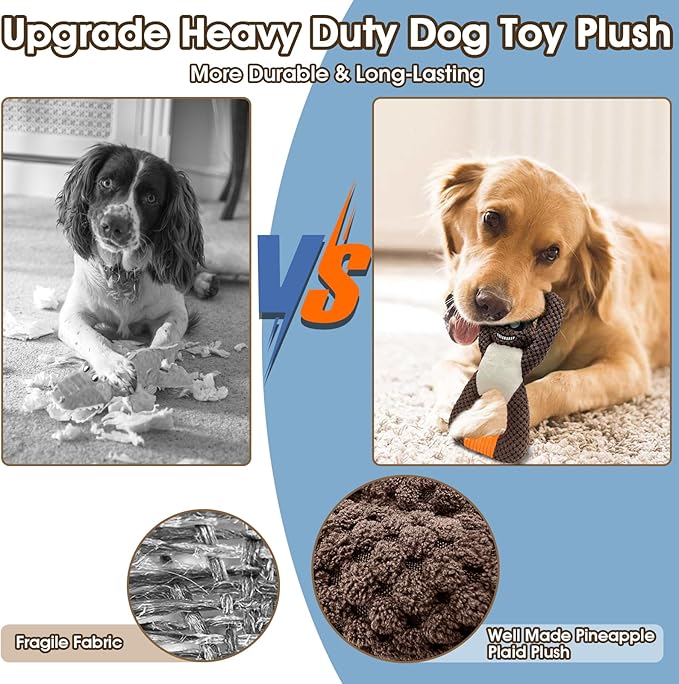 Squeaky Dog Chew Toys for Aggressive Chewers, Toys for Large Medium Small Breed Dog, Indestructible Tough Durable Dogs Toys(2Pcs Raccoon)