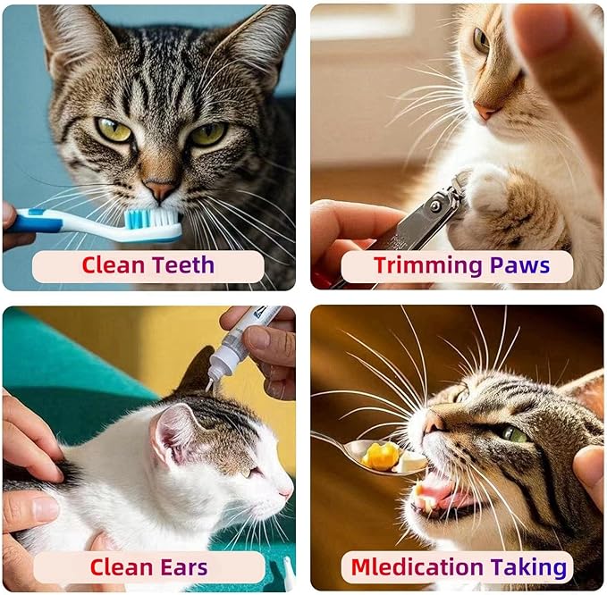 Cat Wrap for Cutting Nails Cloth Burrito Wrap for Nail Clipping,Scratch and Escape Prevention,Multi-Purpose Swaddle Wrap Pet Worker (Dolphin + Flamingo, 21.65inchx21.65inch)