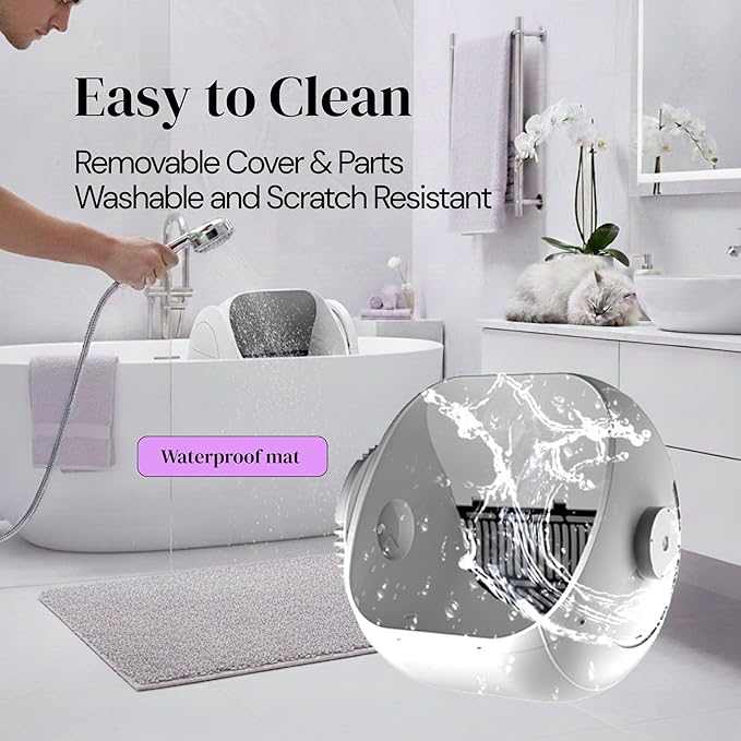 Open-Top Automatic Litter Box, New White Design with App Control & Fragrance Dispenser for a Fresh Home - 68L Self Cleaning Cat Litter Box for Multiple Cats