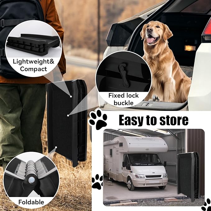 PawStep 51006 61 inch Portable Folding Pet Ramp with Carpet Great for Truck SUV Car