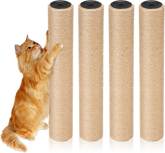 4 PCS Cat Scratching Post Replacement, 15.7 Inches Cat Tree Replacement Post, Natural Sisal Rope Cats Pole for Indoor, Cats Furniture Accessories for Kitten Tree Tower
