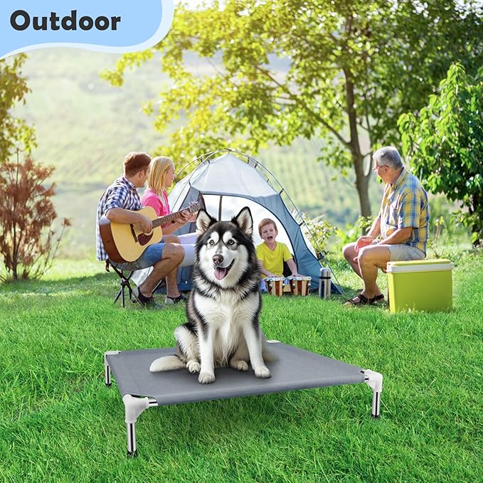 Outdoor Elevated Dog Bed, Dog Cots Beds for Large Dogs, Portable Cooling Raised Dog Beds for Large Dogs for Indoors, Outdoors, Beach