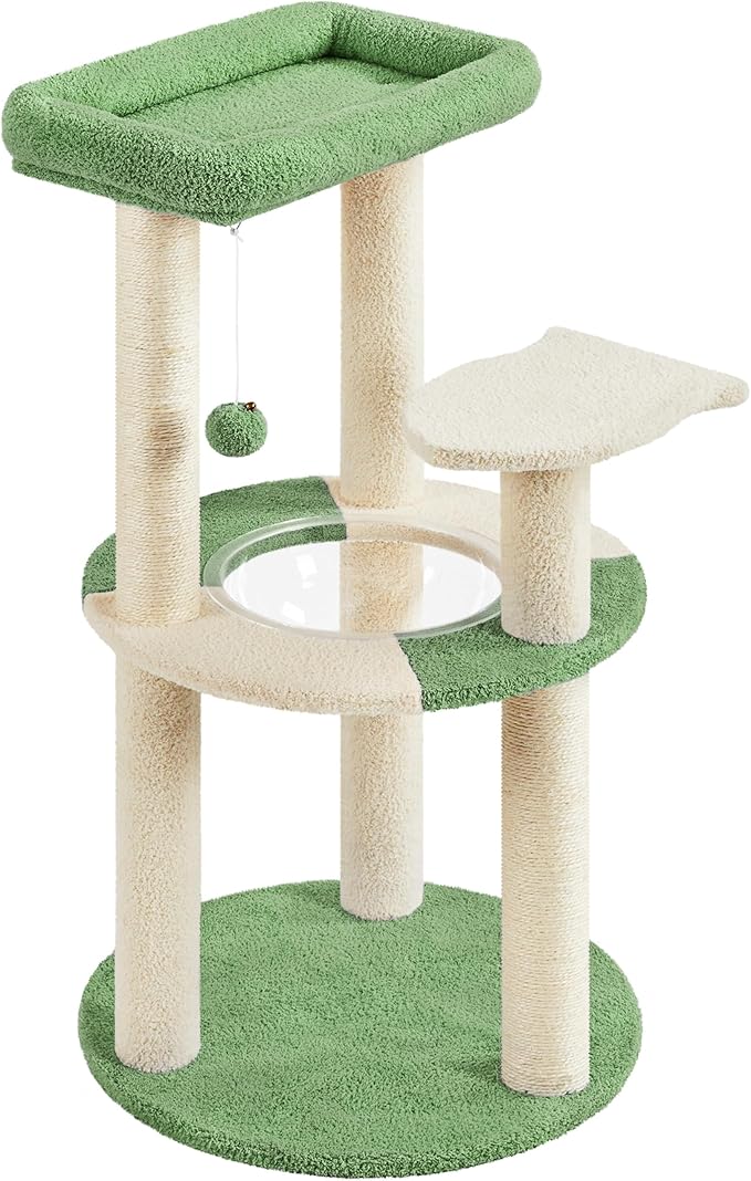Yaheetech Cat Scratching Posts with Cat Bed, 35in Cat Scratcher with 2 Scratching Posts for Indoor Cats, Sisal Scratch Posts with Replaceable Ball for Kittens Adults Cats