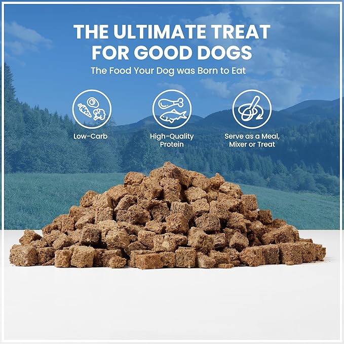 Muenster Freeze Dried Dog Food Topper Bites (5oz) - Farmhaus Elk Freeze Dried Dog Food w/Organic Minerals - Elk & Organ Meats Meal Toppers for Dogs - Dog Treats for Training
