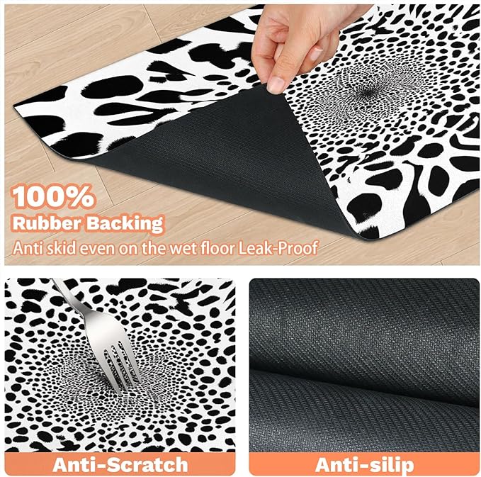 Leopard Print Dog Food Mat for Floors Absorbent Dog Bowl Mat for Food and Water Dispenser Quick Dry Cat Food Placemat Pet Supplies 16" x 24", Cheetah Skin