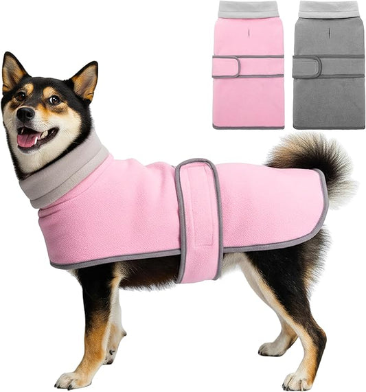 Dog Coat 2 Pack, Turtleneck Fleece Pet Winter Jacket for Cold Weather, Warm Dog Clothes Sweater Outdoor Indoor for Small, Medium, Large & XL Dogs (M-XXL)