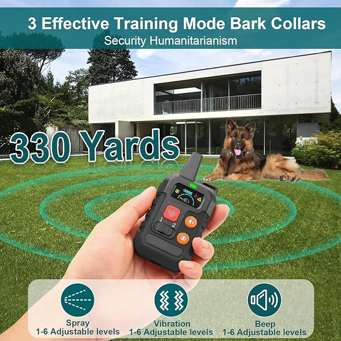 Citronella Training Collar for Dog, [No Spray Refill] Safer Spray Dog Training Collar for L/M/S Dogs, IPX7 Waterproof with Beep/Vibration/Spray 4 Mode & 6 Adjustable Sensitivities Control Spray Collar