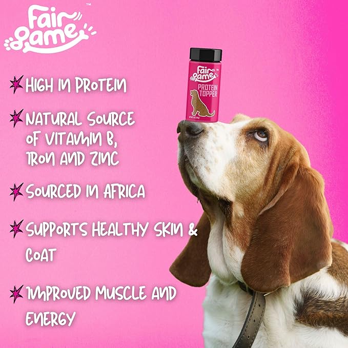 Fair Game Protein Dust Dog Food Topper, Free Range African Venison, High Protein 30%, Hormone Free, Air-Dried (5oz)
