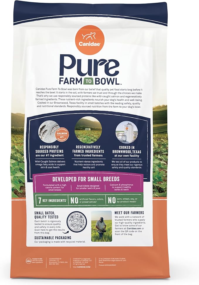 Canidae Pure Farm to Bowl Wild-Caught Salmon & Lentil, Small Breed Recipe, 10 lbs.