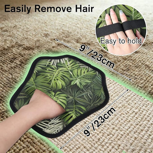 Vibrant Palm Leaves Electrostatic Pet Hair Removal Glove for Cats & Dogs - Reusable Grooming Mitt for Couch, Carpet, Car Seat & Laundry - Large 9x9 Inch