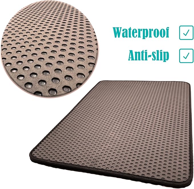 HTTMT- (29.5x23 inch) Pet Supplies Cats Litter & Housebreaking 75X58 Brown Cat litter Mat Double Layer Pad Trapper Folding Pad EVA Foam Rubber