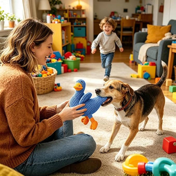 Dog Chew Toys - Chew Toys for Aggressive Chewers, Plush Duck Pet Supplies, Squeaky Calming Plush Stuffed Animals, Dog Teething Game with Squeaker for Puppy Small Medium Large Breed Home Travel