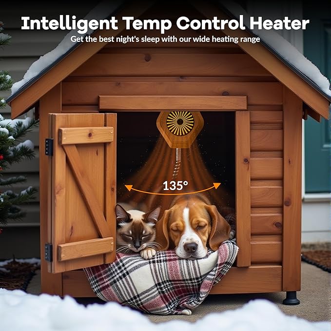 800W Dog House Heater, Pet House Heater with Over Heat Protection, Safe Dog Heaters for Outside Outdoor Dog Houses with Adjustable Digital Heating&9.8FT Anti Chew Cord
