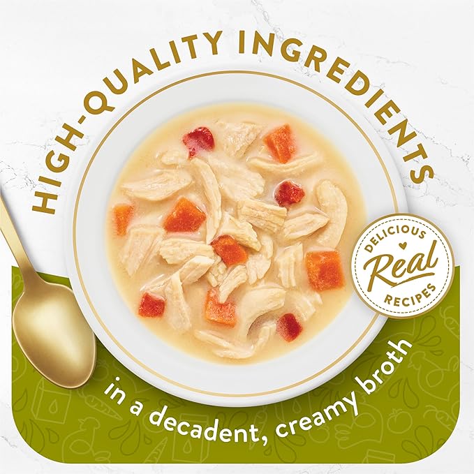 Purina Fancy Feast Lickable Wet Cat Food Broth Topper, Creamy With Chicken and Vegetables - (Pack of 16) 1.4 oz. Pouches