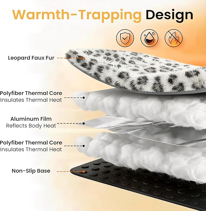 Self Warming Cat Pad for Cats and Dogs, Non Electric Thermal Pet Mat, Washable Soft Sleeping Mat with Non Slip Backing, Indoor & Sheltered Outdoor Use, 30 x 24 in, Black/White