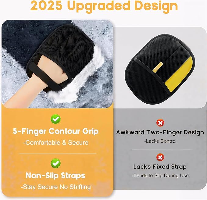 Pet Grooming Hair Removal Glove & Handy Brush Set (6 Pack) – Reusable Fur Remover for Dogs & Cats, Easy Deshedding Tool for Sofa, Clothes, Carpet & Car Seats
