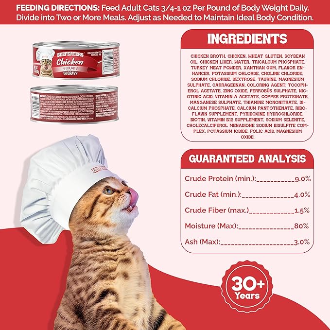 Beefeaters Chicken Chunk in Gravy Wet Cat Food 3oz (24-Pack) | Adult Wet Food with Taurine, Premium Catfood Wet Food, No Artificial Additives, Balanced Nutrition | Supports Immune System & Vision