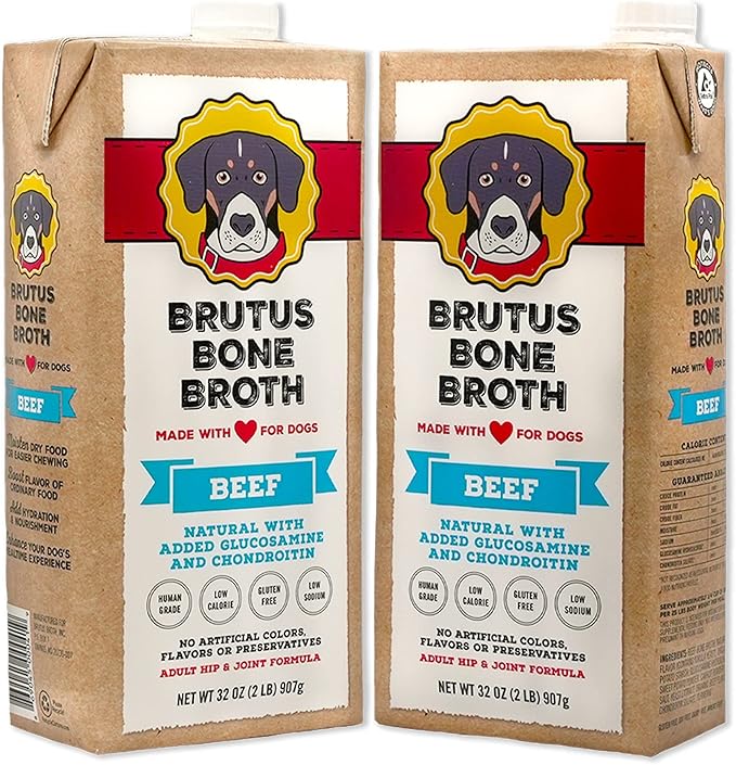 Brutus Bone Broth for Dogs (Beef, 2-Pack) On The Go Instant Bone Broth (Beef, 5-Pack)