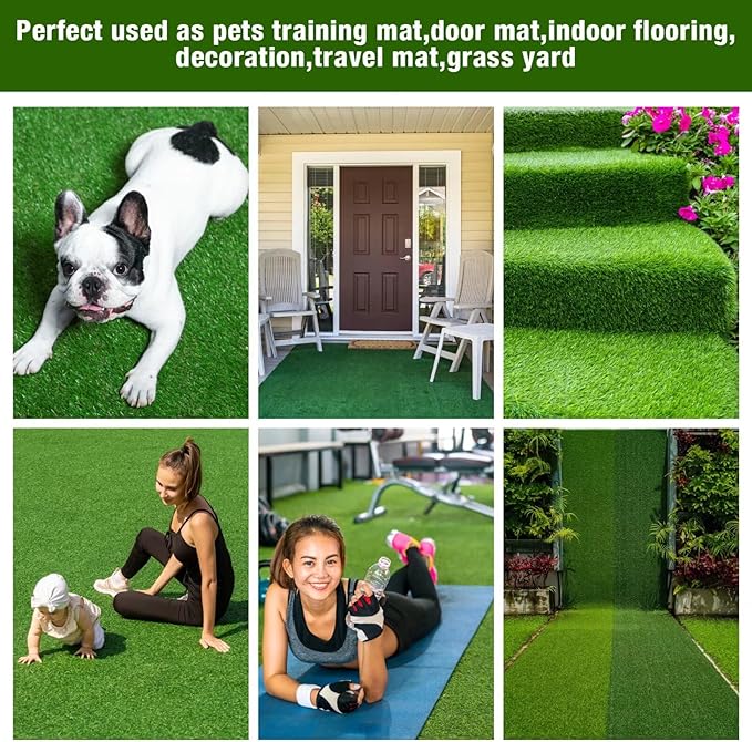 GLOBREEN Large Dog Grass Pee Pad, 2FTx8FT Artificial Grass Puppy Potty Training, Indoor Outdoor Pets Turf Balcony Patio Yard