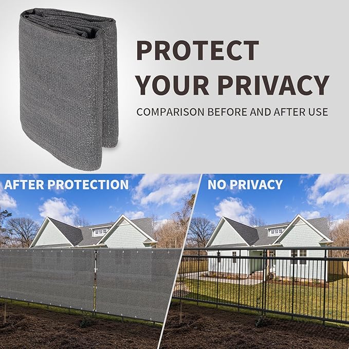 LOVE STORY Custom Size 3.3'x30' Dark Grey Balcony Privacy Screen,UV Block Privacy Fence Screen,90% Shield for Outdoor Pool Garden Apartment Railing