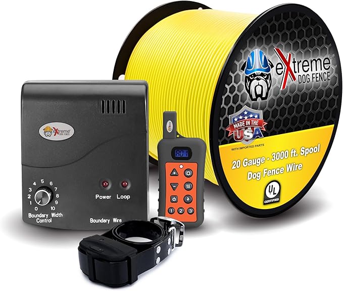 Electric Dog Fence + Remote Trainer - 1 Dog / 1000' of 20 Gauge Underground Dog Fence Wire (Up to 1 Acre) - Dual Solution to Contain and Train Your Dog(s) with a Single Collar…